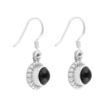Pure silver black onyx drop earrings